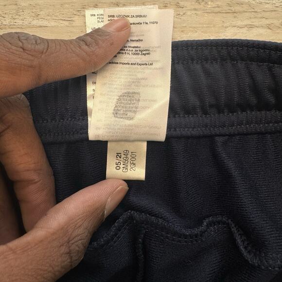 Adidas Primegreen Blue Black 3 Stripes Mens L Tapered Jogger Track Pants‎ Sporty - Picture 10 of 10